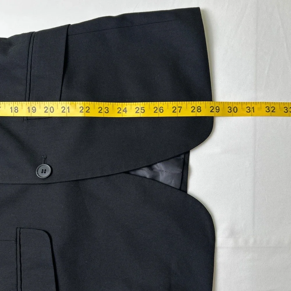 Renoir Mens Slim Fit 2-Button Double Vent 2-Piece Suit Size 36R 30W Black Formal